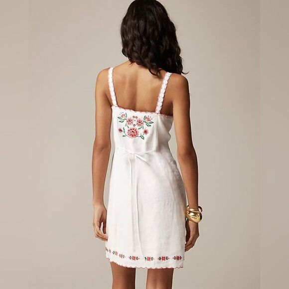NWT J CREW Embroidered mini dress in linen - Picture 3 of 7